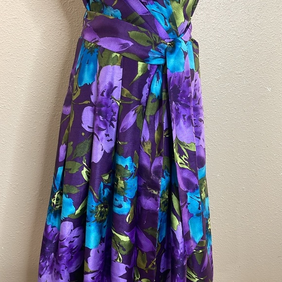 Jessica Howard Women’s Floral Jacquard A-Line Midi Pleated Sleeveless Dress 12W - Picture 3 of 13